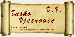 Duško Vjetrović vizit kartica